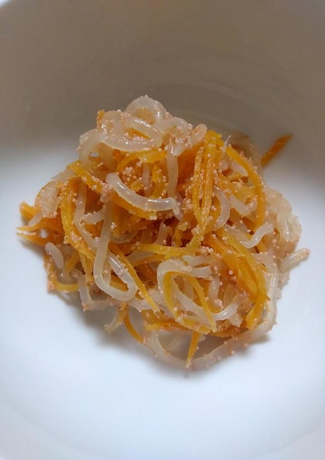 レンジで作る、白滝と明太子和え